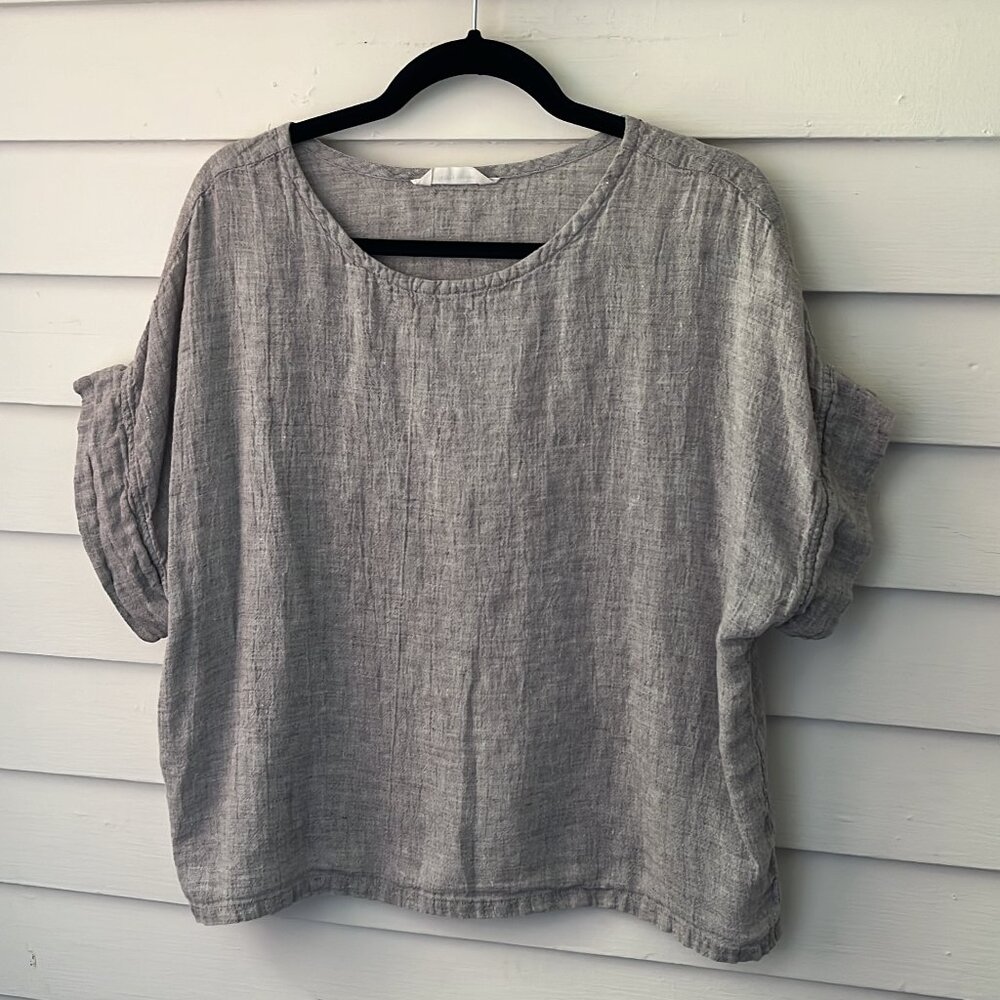 Elizabeth Suzann Georgia Tee in Linen Gauze - Smoke / OS